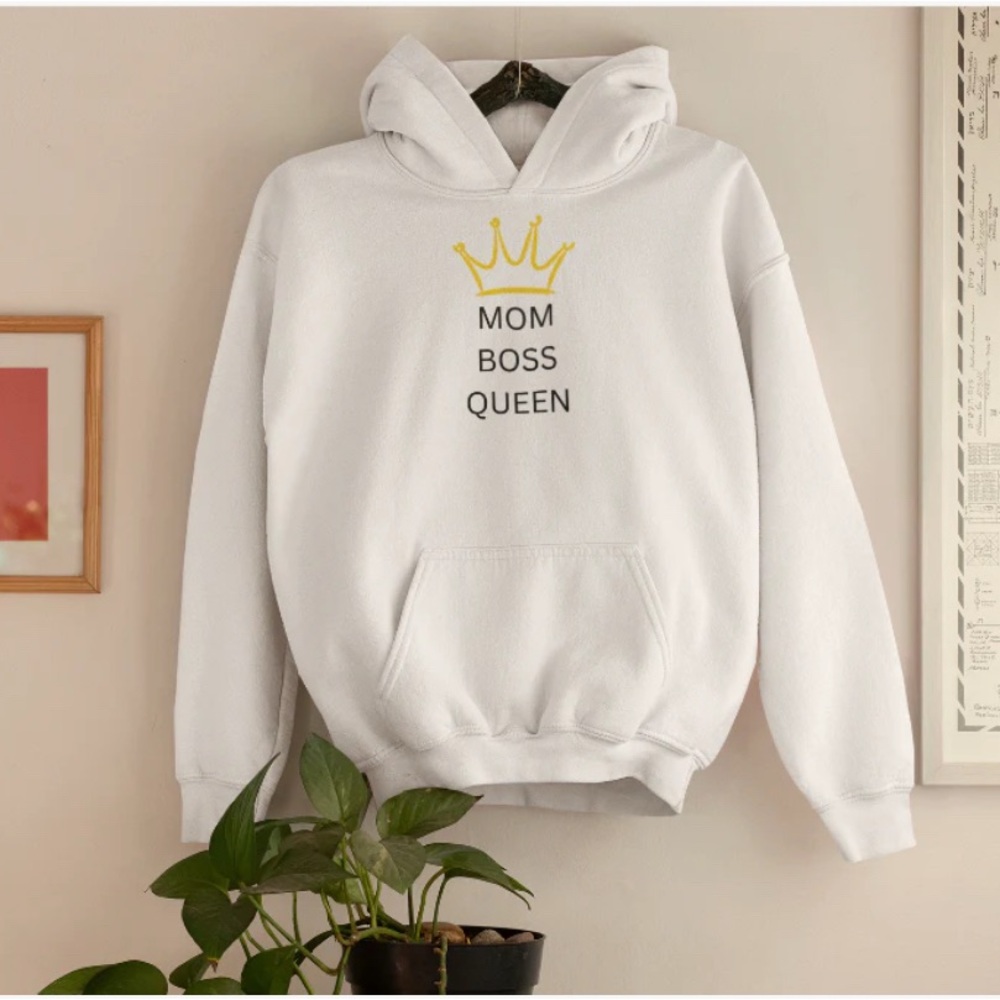 White Hoodie with Crown Graphic